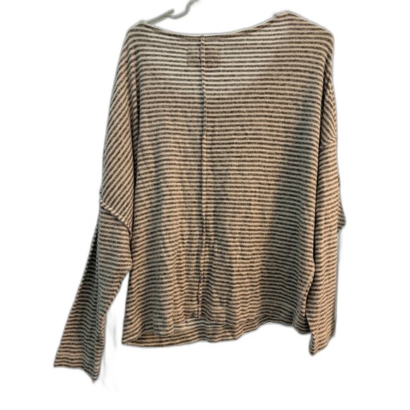 Women’s Anthropologie Saturday Sunday Gray White Striped Knit Top Large L Cozy - Picture 4 of 4